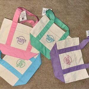 NWT Trader Joe's Pastel Mini Tote Bags Set